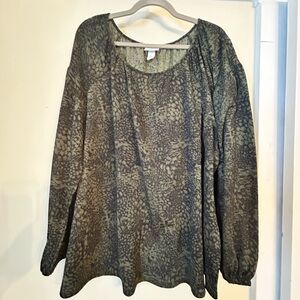 Ava & Viv Olive Patterned Blouse